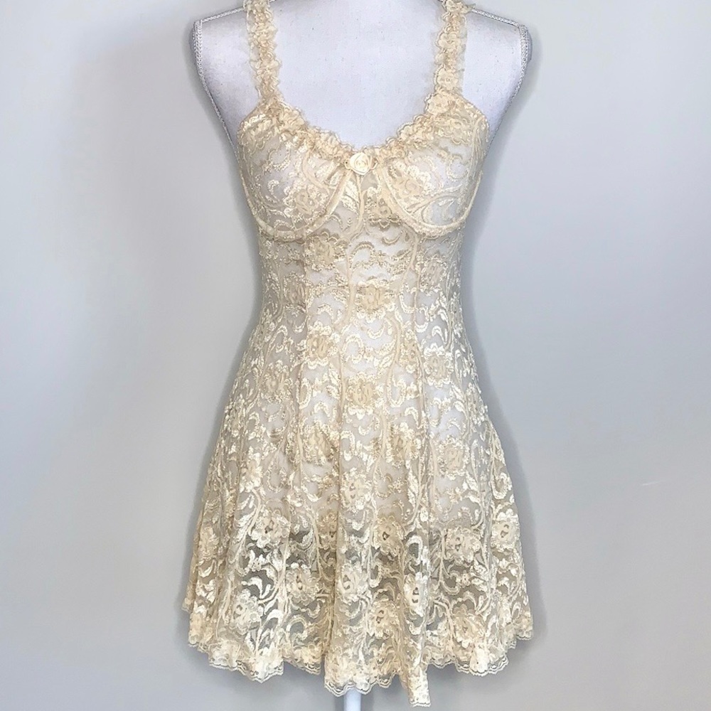 Cinema Etoile Nude Lace Madison Beer Dress